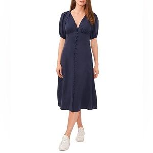 Chelsea & Violet Puff Sleeve Button Front Dress in Navy Size 12
